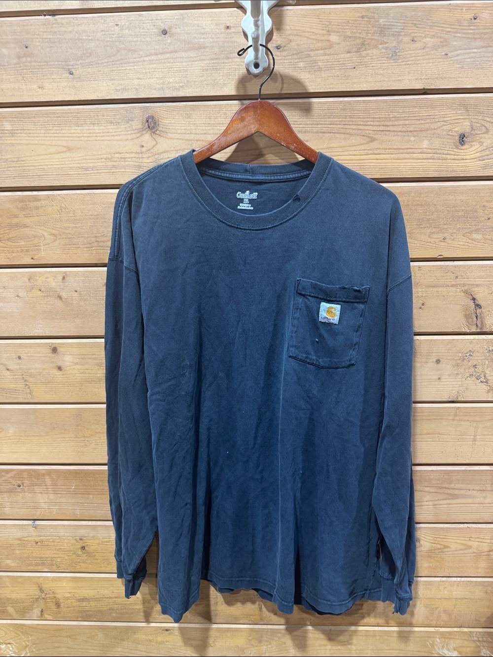 Carhartt Black Long Sleeve Pocket Tee with Logo Patch